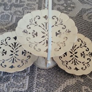 Elegant Vintage  Farmhouse Cookie Cake Three Tiered Try Cream Metal Tiered Tray